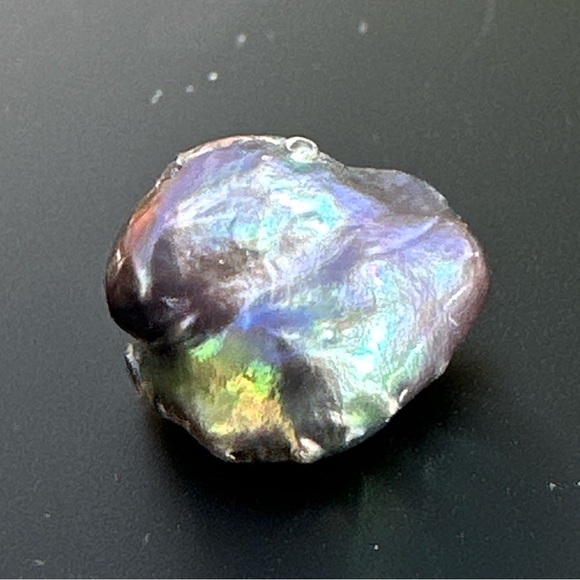 8.52ct Freeform Peacock Black Baroque Keshi Free Form Pearl Drilled Pearl - Picture 10 of 17